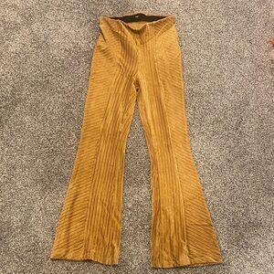 Free People Penny Pull On Gold Velvet Flare Pants- Size Small